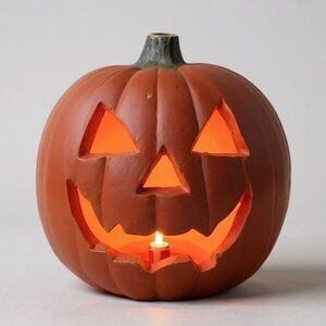 Vintage Trendmasters Halloween Jack O' Lantern Light Up Pumpkin Creepy Smile